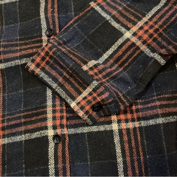 Dark Academia Blue Plaid Flannel Button Down Top - Picture 9 of 11